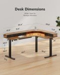 HUANUO 65" Electric Height Adjustable L-Shaped Desk