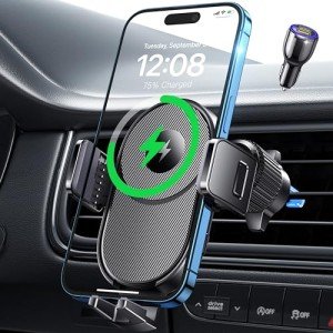 15W Wireless Car Charger with Auto Clamping Mount