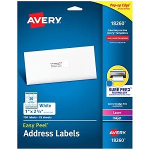 Avery Easy Peel Printable Address Labels - 750 Pack