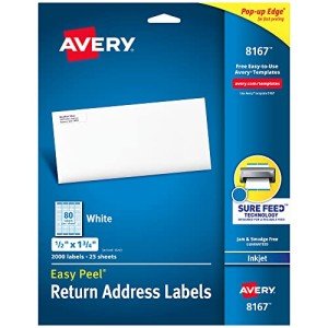Avery Easy Peel White Inkjet Address Labels - 2000