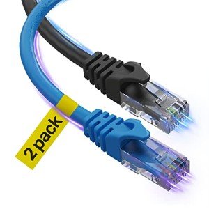 6 Ft Cat 6 Ethernet Cable 2 Pack - Blue & Black