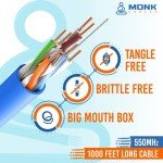 MONK CABLES CAT6 Plenum 1000ft UTP Cable