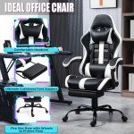 HOMHUM Ergonomic Gaming Chair with Footrest - White