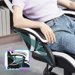 HOMHUM Ergonomic Gaming Chair with Footrest - White