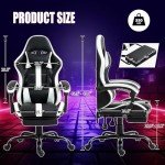 HOMHUM Ergonomic Gaming Chair with Footrest - White