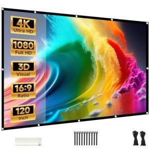 120" Portable Projector Screen - Indoor/Outdoor Use