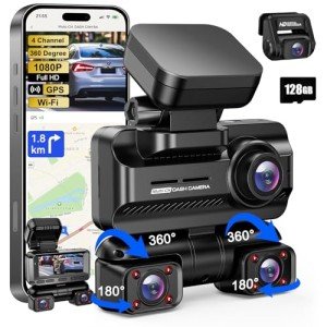 360° 4-Channel 4K Dash Cam with Wi-Fi & GPS