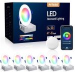Peteme 4-Inch LED Smart Recessed Lights - 6 Pack