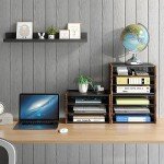 3-Tier Wooden Desk Paper Organizer - Rustic Brown