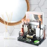 7-Compartment Black Mesh Desk Organizer with Pen Holder