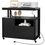 YITAHOME Wood File Cabinet with Charging Station