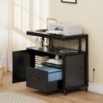 YITAHOME Wood File Cabinet with Charging Station