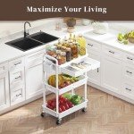EaseSky 3-Tier Rolling Utility Cart with Drawer