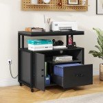 YITAHOME Wood File Cabinet with Charging Station