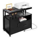 YITAHOME Wood File Cabinet with Charging Station