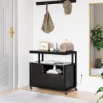 YITAHOME Wood File Cabinet with Charging Station