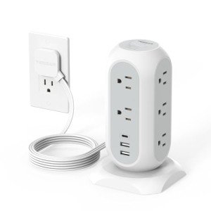 TESSAN 11-Outlet Tower Power Strip with USB Ports