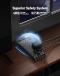 10Ft Flat Plug Power Strip with 12 Outlets & USBs