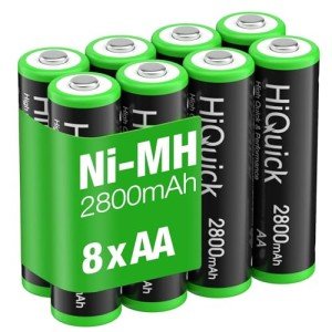 HiQuick 2800mAh Rechargeable AA Batteries, 8-Pack