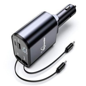 DreamBee 66W Fast USB Car Charger with Dual Cables