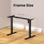 Electric Adjustable Standing Desk Frame, Black