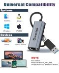 Wavlink 2-in-1 USB C to Ethernet Adapter
