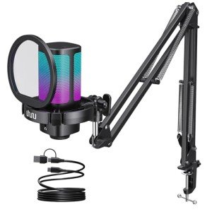 UHURU RGB USB Gaming Microphone with Boom Arm