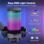 UHURU RGB USB Gaming Microphone with Boom Arm