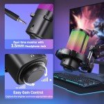 UHURU RGB USB Gaming Microphone with Boom Arm
