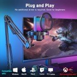 UHURU RGB USB Gaming Microphone with Boom Arm