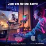 UHURU RGB USB Gaming Microphone with Boom Arm