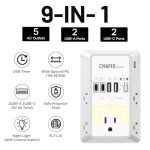 USB Wall Charger Surge Protector with Timer & 5 Outlets