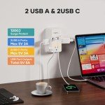 USB Wall Charger Surge Protector with Timer & 5 Outlets