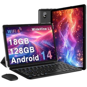 DMOAO 10.1" Android Tablet with Keyboard, 128GB RAM