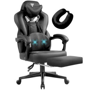 Ergonomic Massage Gaming Chair with Footrest