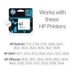 HP Ink Cartridges 63 & 63XL - Black & Color