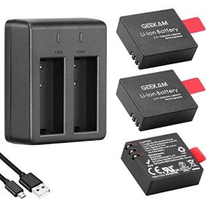 Action Camera 3-Pack Rechargeable Battery & Charger