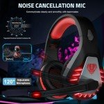 Gaming Headset with Microphone and LED Lights