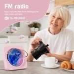 Bluetooth Portable CD Player with HiFi Sound - Pink