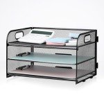 3-Tier Mesh Desk Organizer with Handle - Black