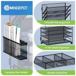 4-Tier Paper Organizer with File Holder and Pen Holders