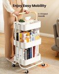 Pipishell 3-Tier Rolling Metal Utility Cart - White