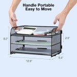 3-Tier Mesh Desk Organizer with Handle - Black