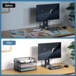 3-Tier Mesh Desk Organizer with Handle - Black