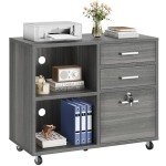 YITAHOME 3-Drawer Mobile Wood Filing Cabinet