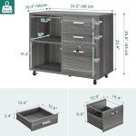YITAHOME 3-Drawer Mobile Wood Filing Cabinet
