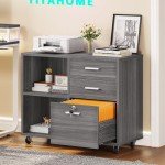 YITAHOME 3-Drawer Mobile Wood Filing Cabinet
