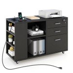 YITAHOME Mobile File Cabinet with Charging Station