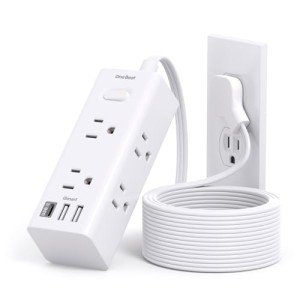 10ft Power Strip with Flat Plug and USB Ports