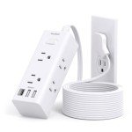 10ft Power Strip with Flat Plug and USB Ports